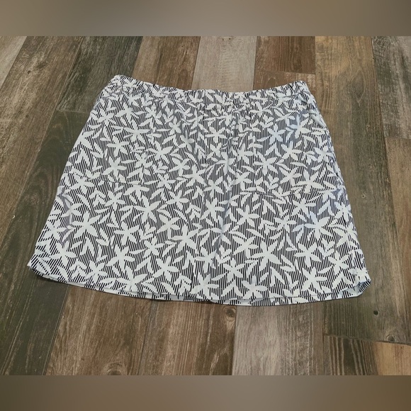 LANDS' END Black and White Floral Print Cotton Blend Skort Skirt Size 18W - Picture 1 of 9